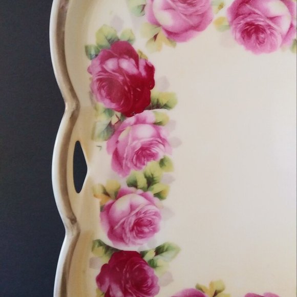 Porcelain Prussian Rose Tray - Picture 2 of 12